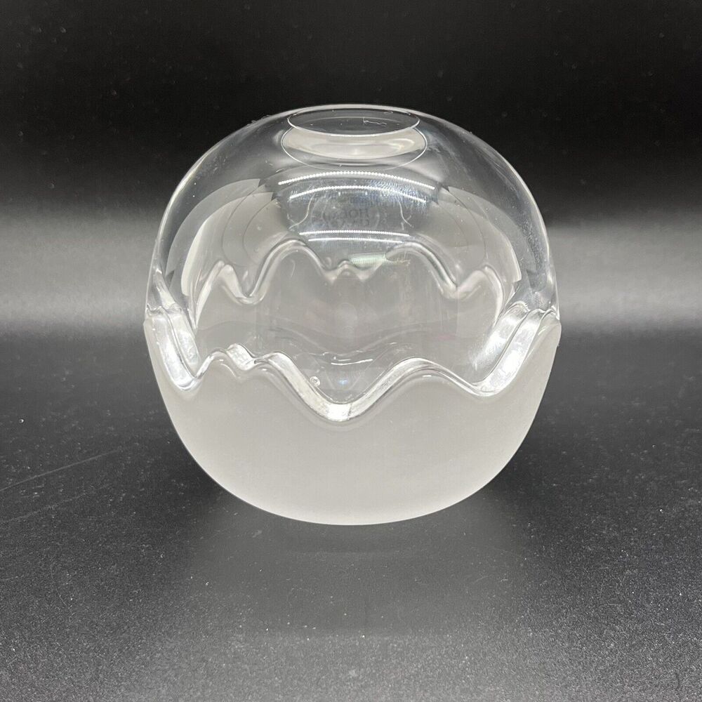 Vtg Holmegaard 1825 Glass Ball Trinket Dish Denmark Clear Frosted Art Glass - Picture 2 of 3